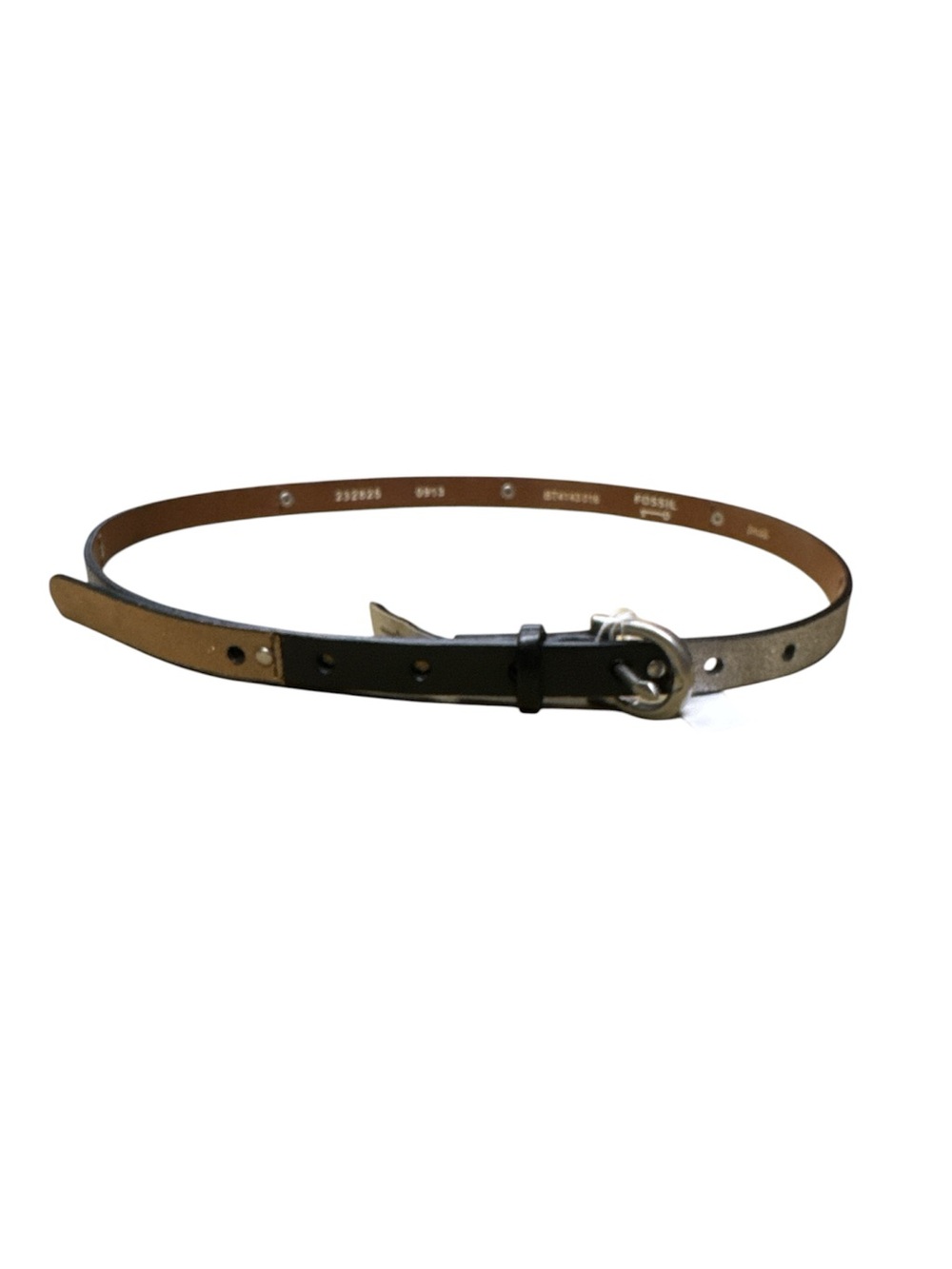 Fossil Two-Tone Slim Leather Belt in Black and Brown Size S